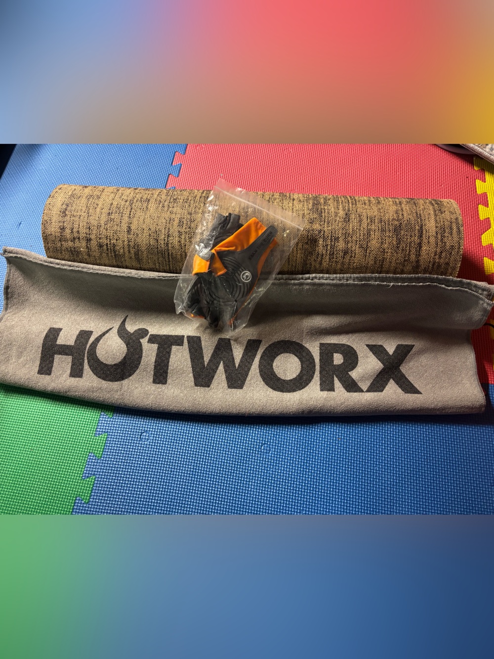 Hotworx Yoga Mat, Yoga Towel, and Gloves Bundle